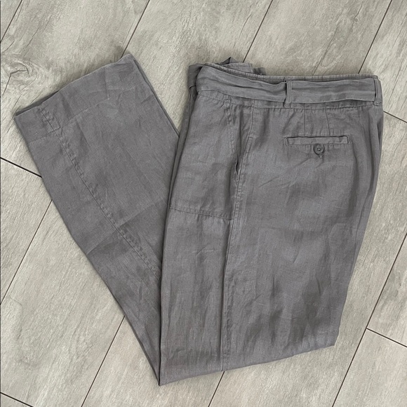TAHARI Gray Women's High Waist Straight Leg Linen Trousers, Size 10 - Picture 1 of 13